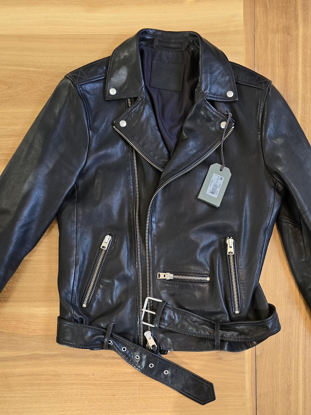 AllSaints Wick Biker Leather Jacket - Size S